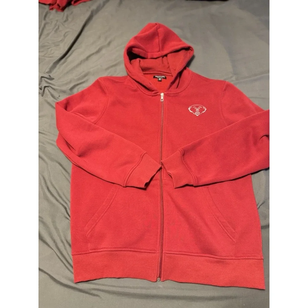 True Religion Men's Large‎ Sweatsuit Set Jogger and Pullover Hoodie, Red, Buddha